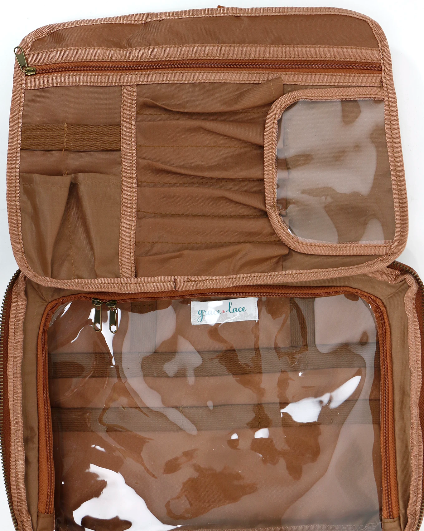 All-in-one Travel Toiletry Bag in Cognac