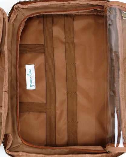 All-in-one Travel Toiletry Bag in Cognac