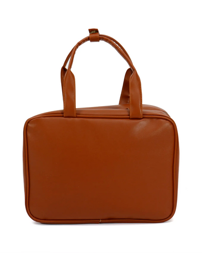 All-in-one Travel Toiletry Bag in Cognac