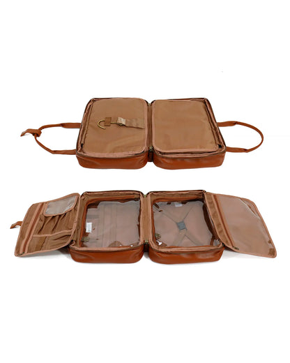 All-in-one Travel Toiletry Bag in Cognac