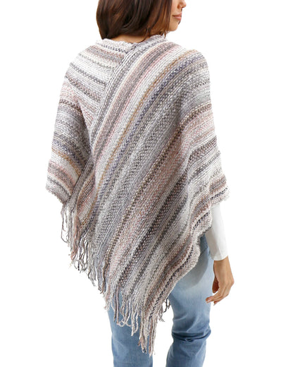 Asymmetrical Knit Poncho in Grey Multi