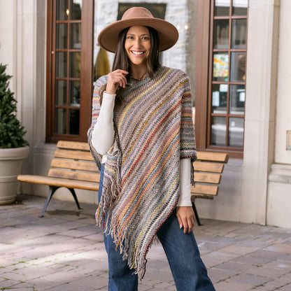 Asymmetrical Knit Poncho in Multicolor