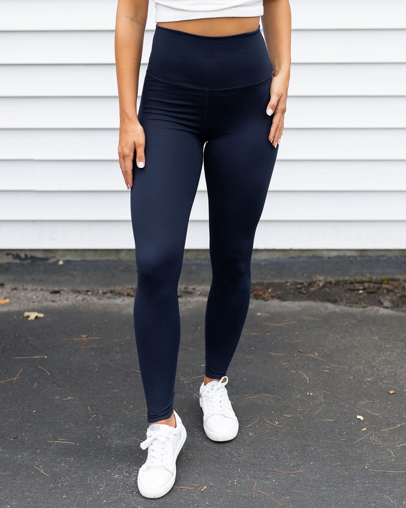 Cotton Spandex Stylish Legging With Lace At Bottom Color Navy Blue