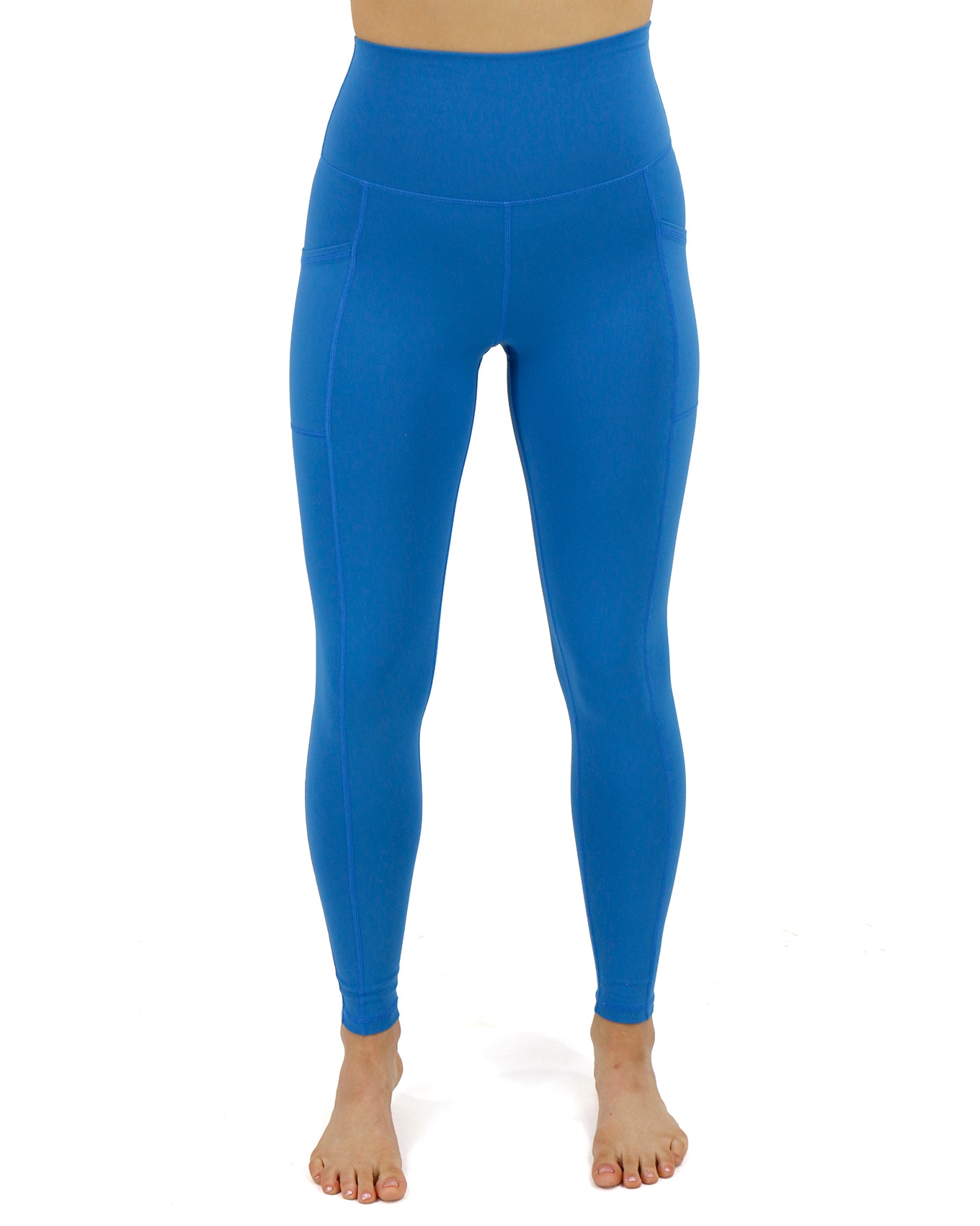 Buy the Womens Blue Flat Front Elastic Waist Activewear Compression  Leggings Size M