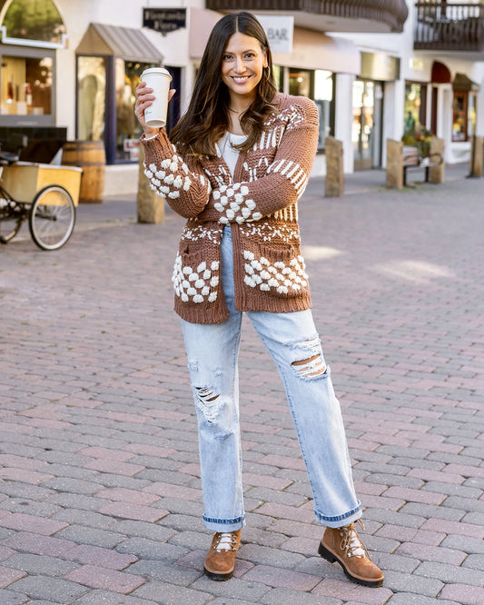 Brown cardigan sweater