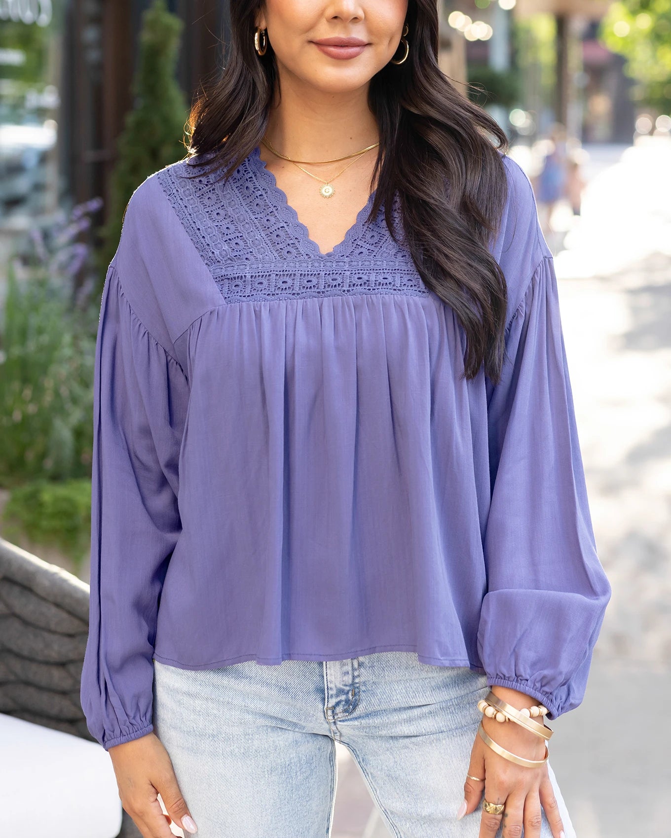 Boho Wisteria Lace Trim Top