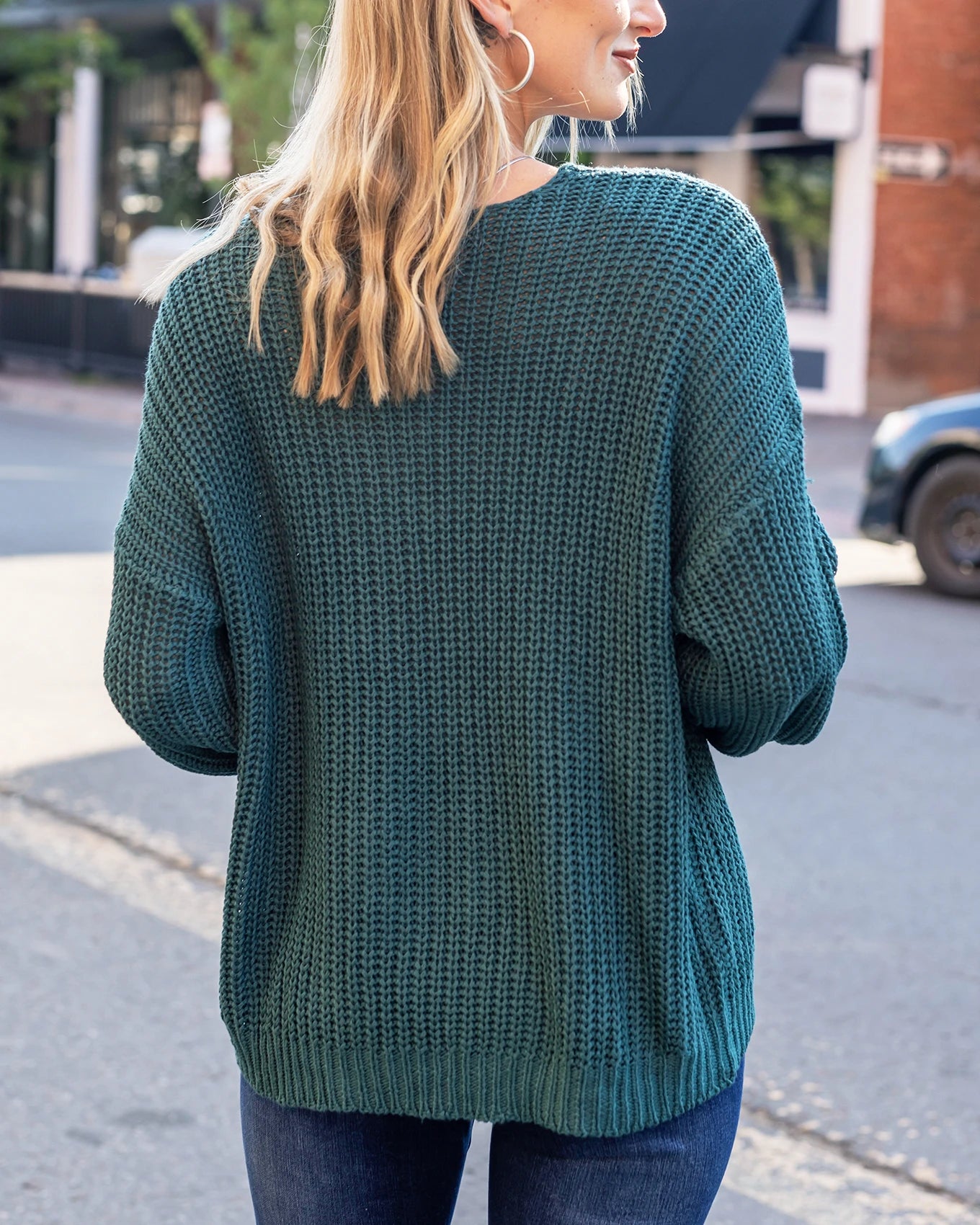 blue sweater