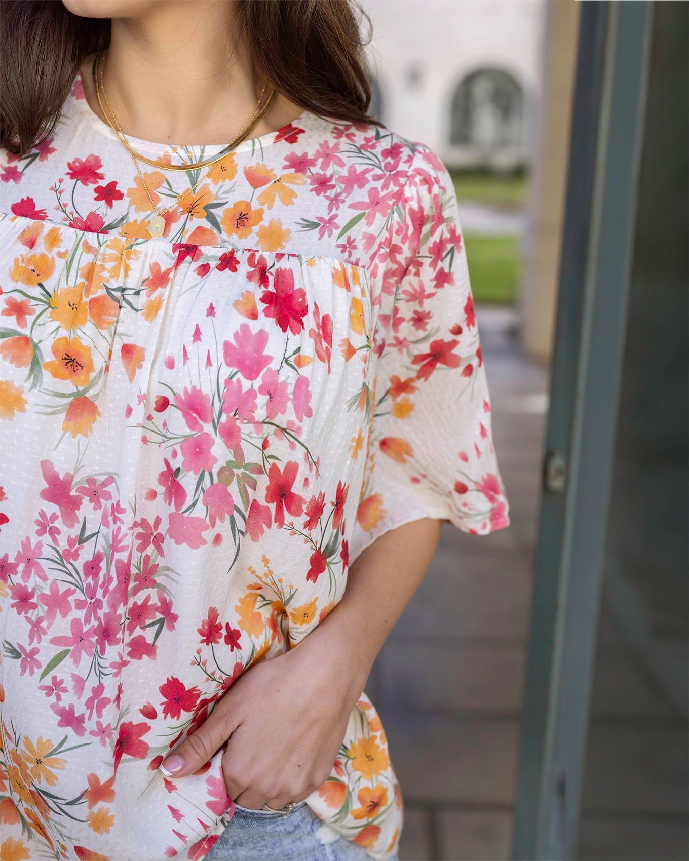 Grace Lace Brooklyn Flowy Floral Blouse Floral XL