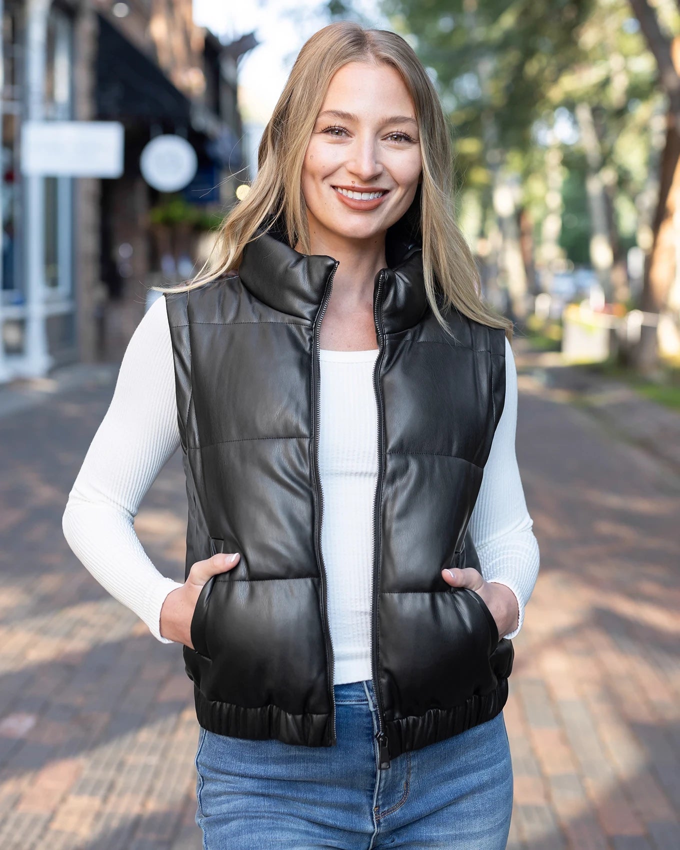 Black puffer vest womens online