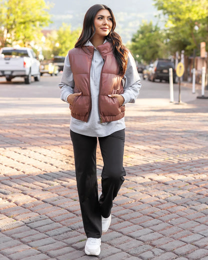 faux leather puffer jacket