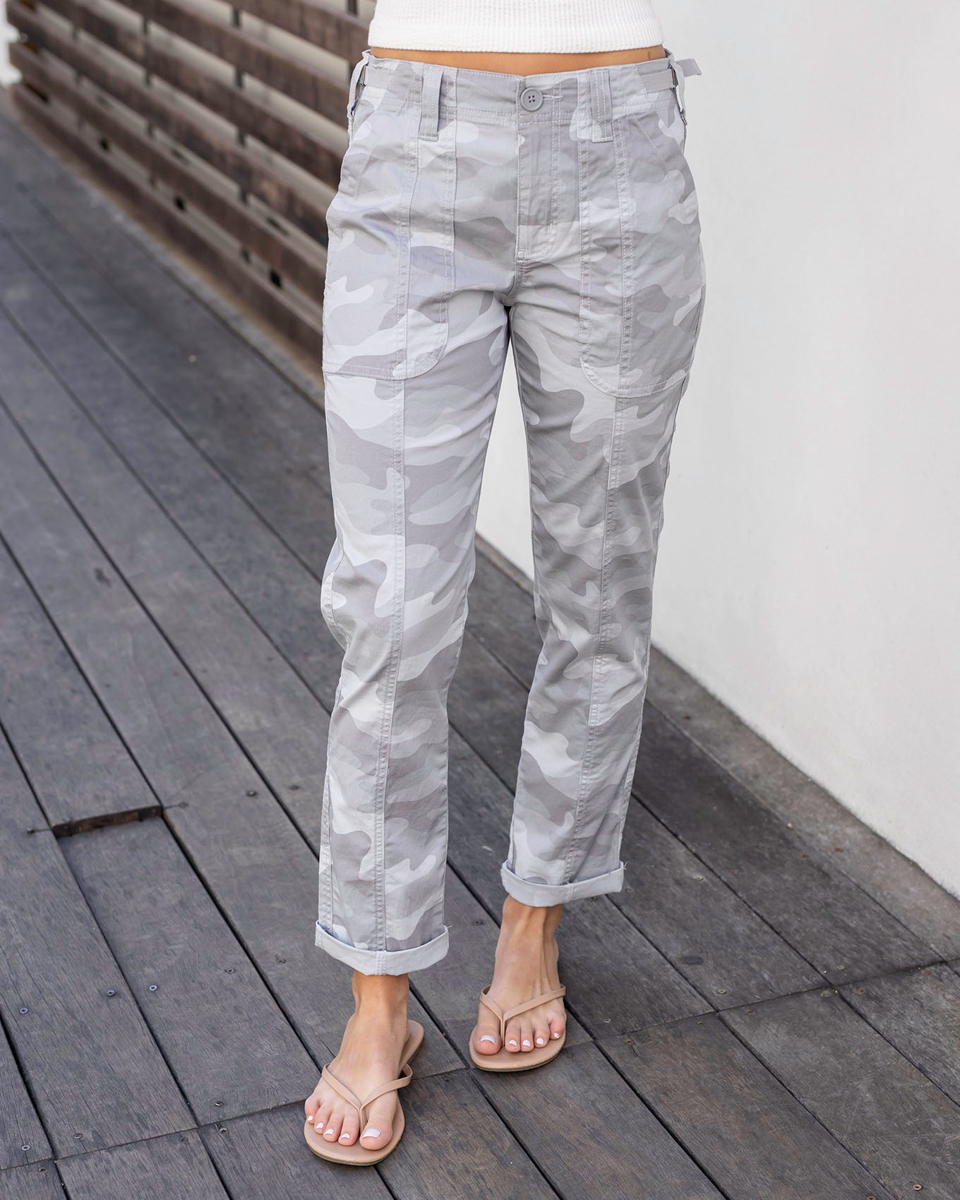 Pure slim cargo pants - White camo