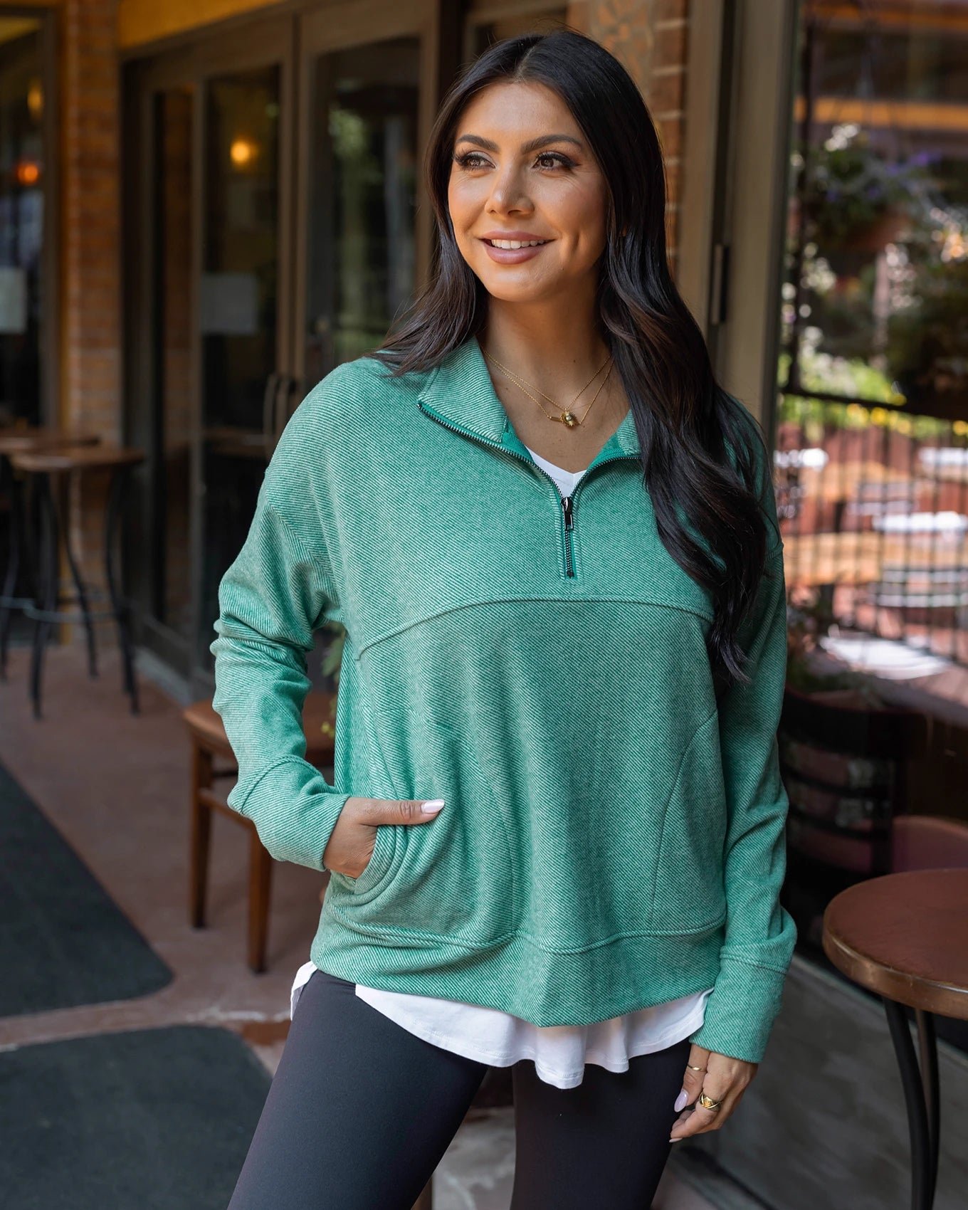 Cool Day Glade Green Quarter Zip Pullover