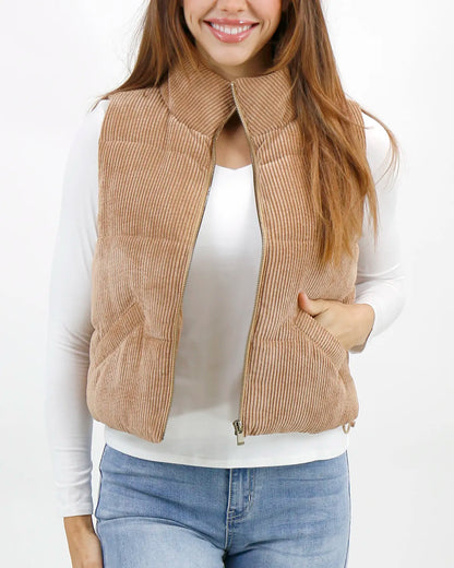 corduroy puffer vest