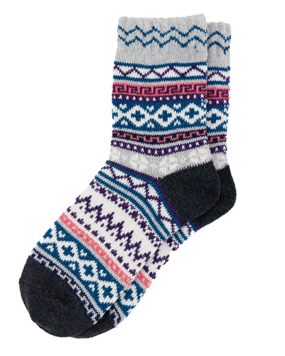 Knit Cozy Grey Alpine Crew Socks