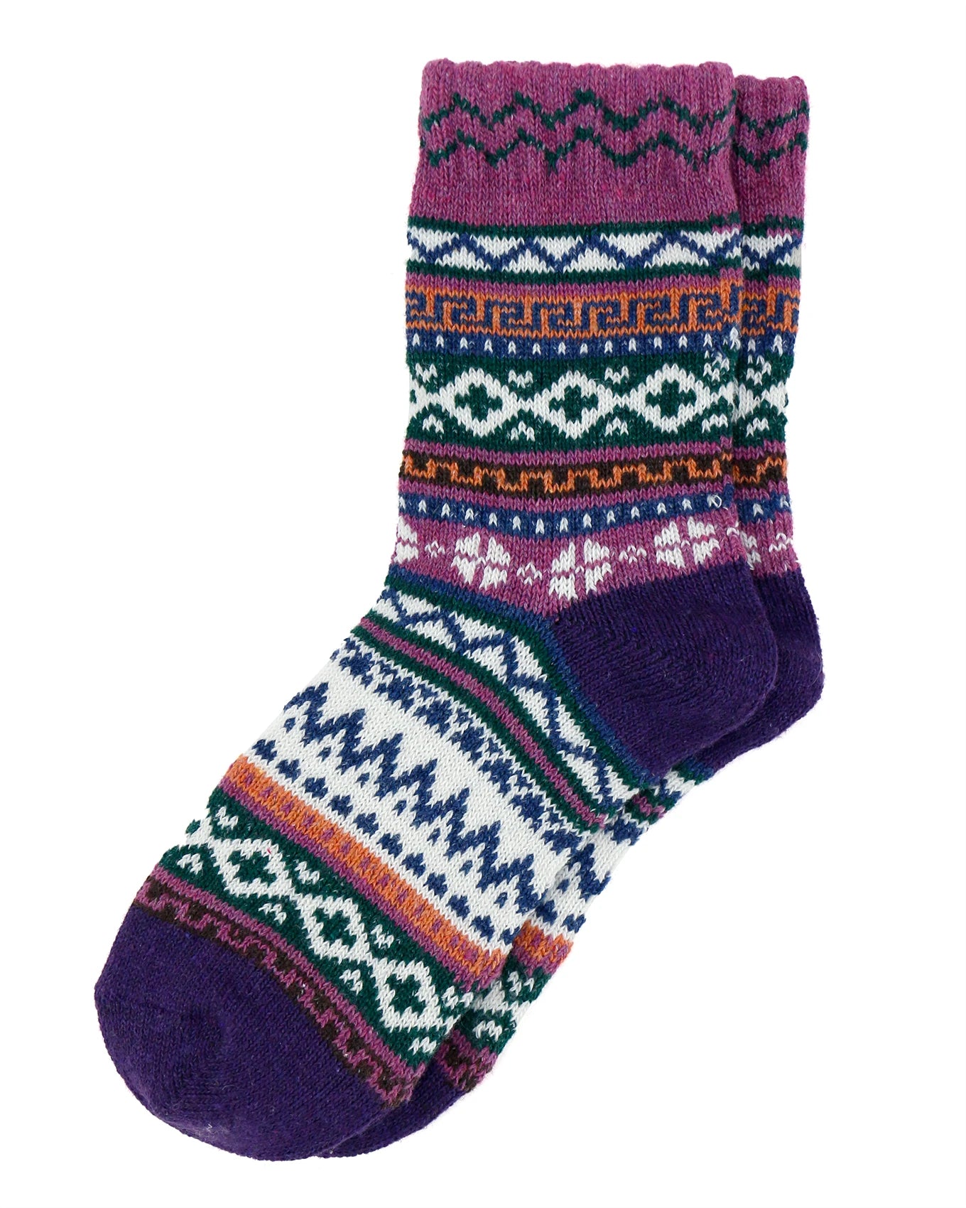 Knit Cozy Purple Alpine Crew Socks