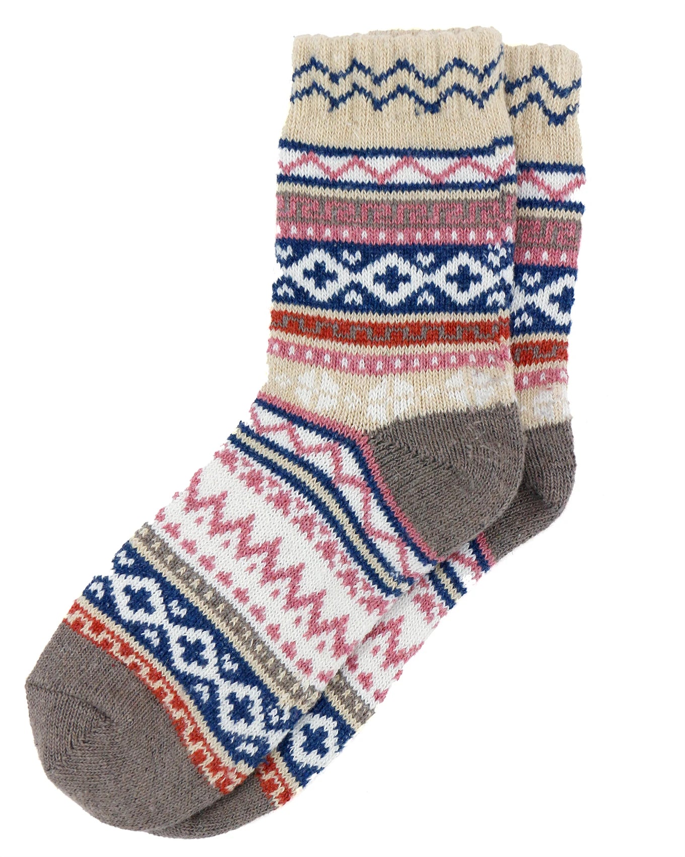 Knit Cozy Taupe Alpine Crew Socks