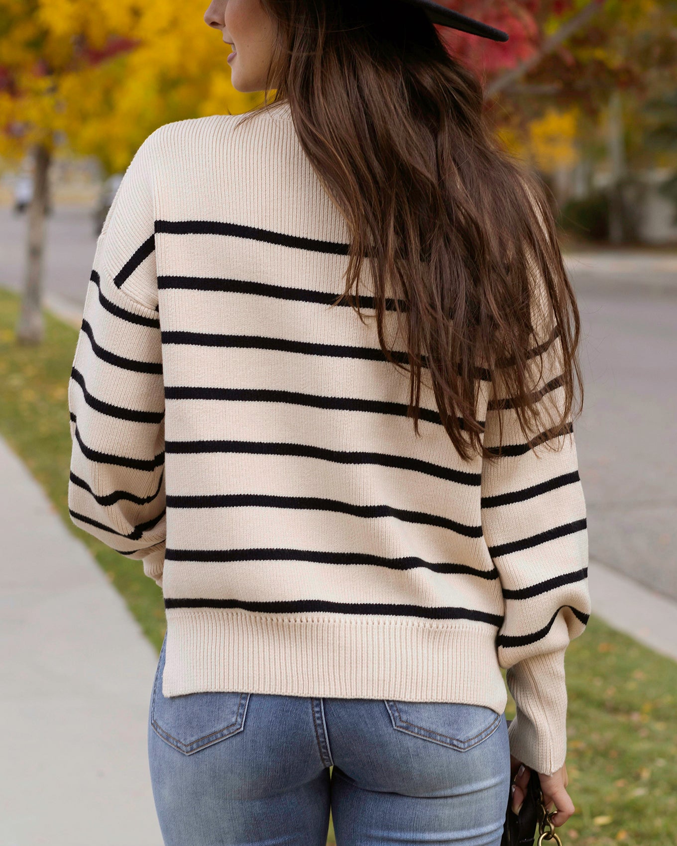 Crew Neck Striped Sweater - Grace and Lace