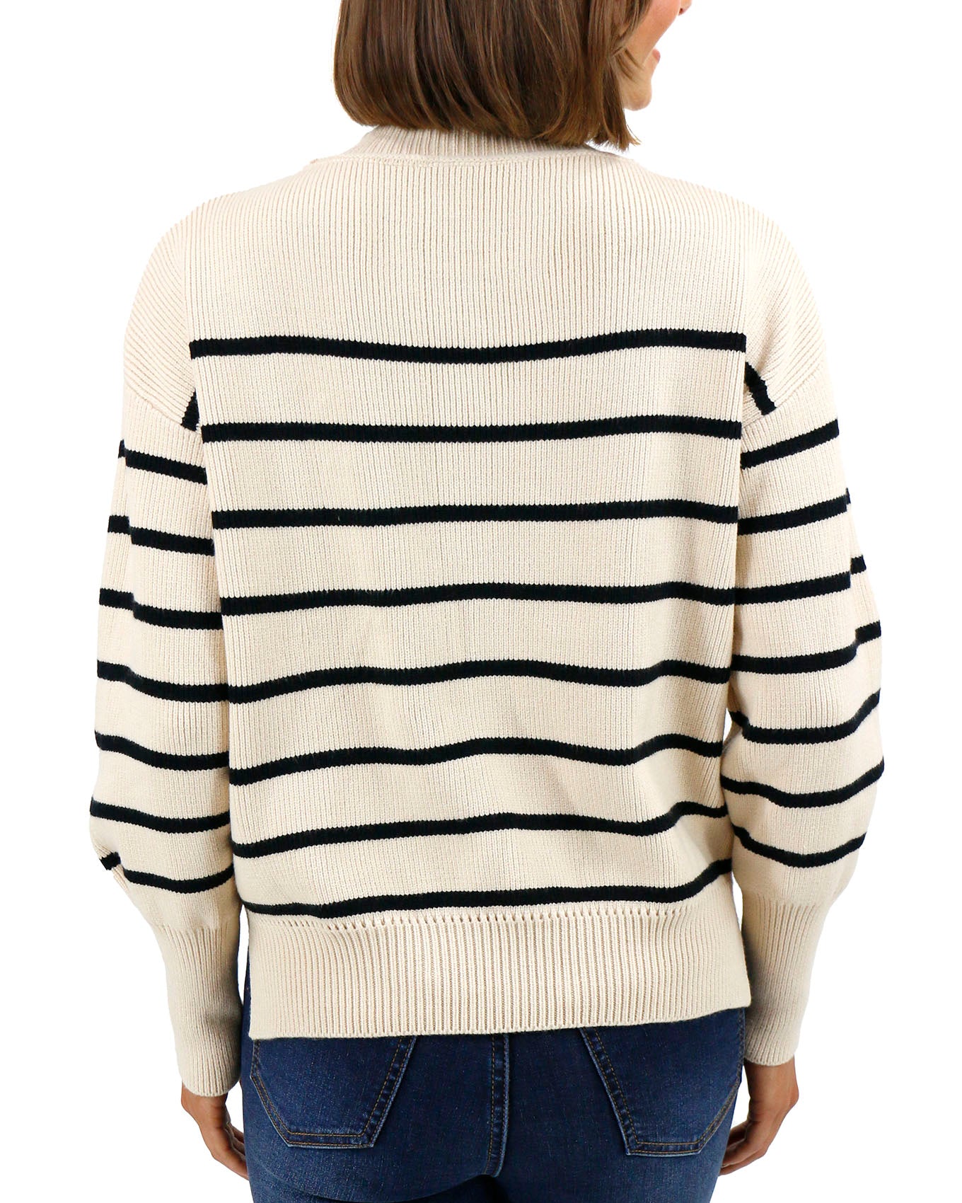 Crew Neck Striped Sweater - Grace and Lace