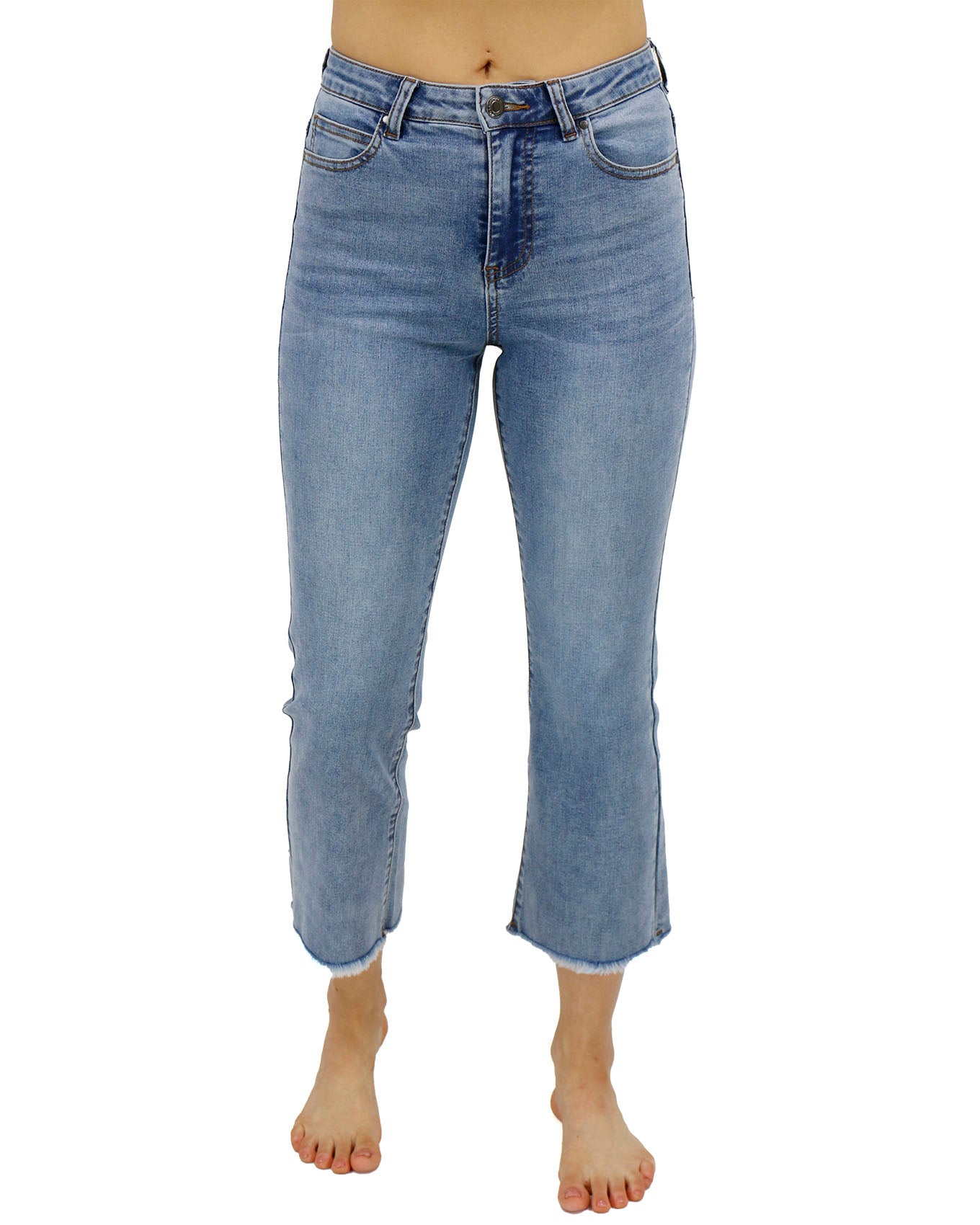 Women's cropped flared jeans with medium wash