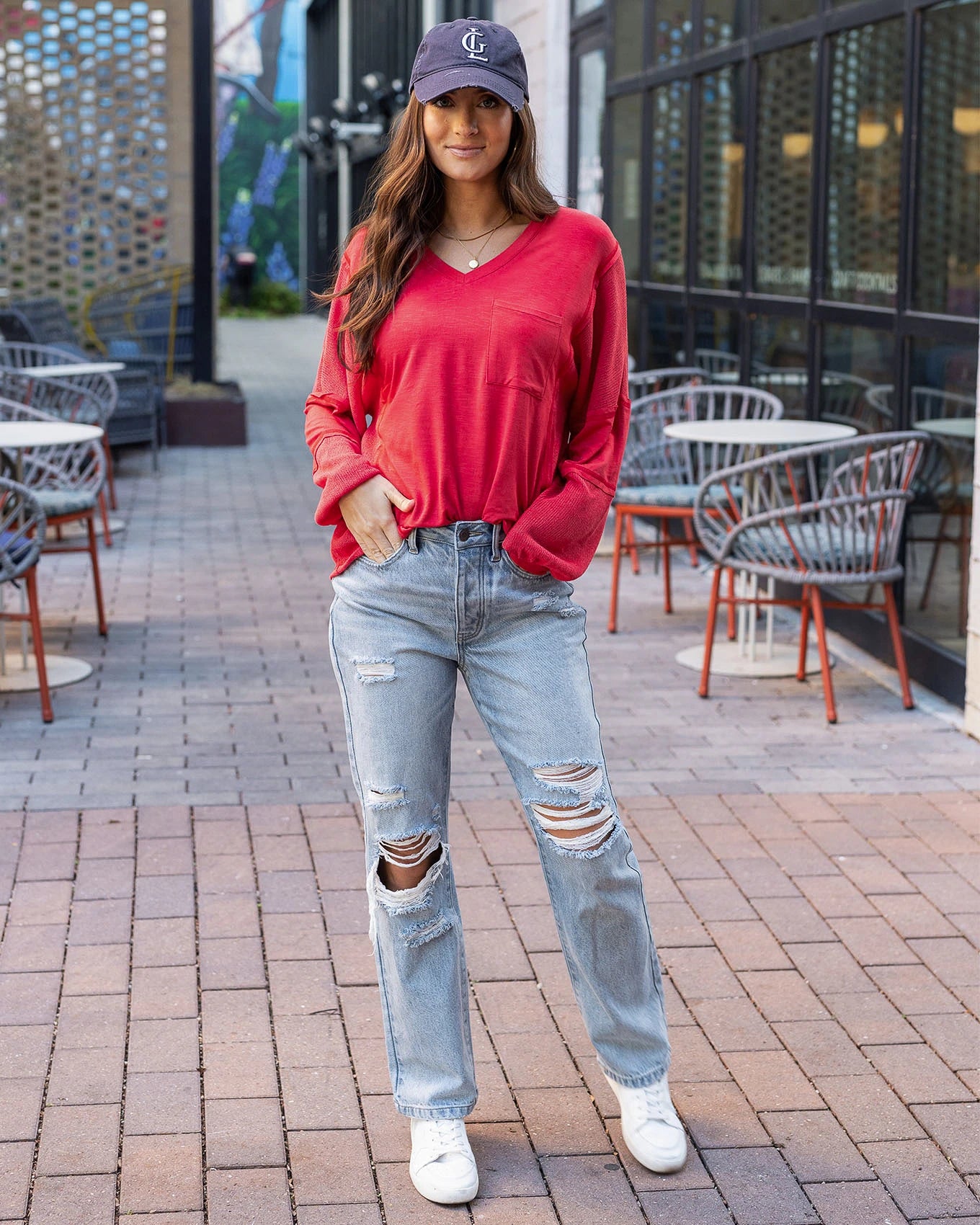 Poppy Dolman Sleeve Boho V-Neck Top