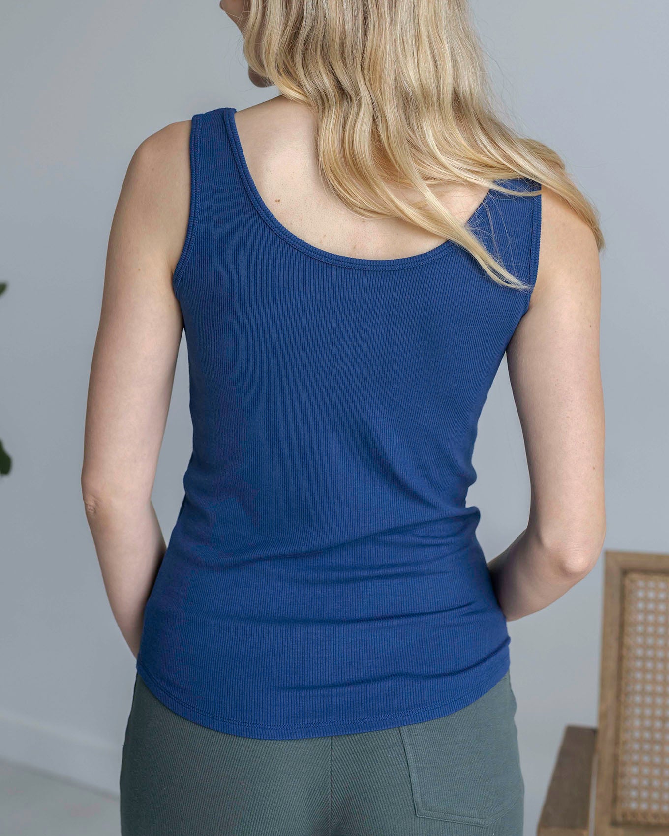 Essential Ribbed Classic Blue Fitted Tank Top - Grace and Lace