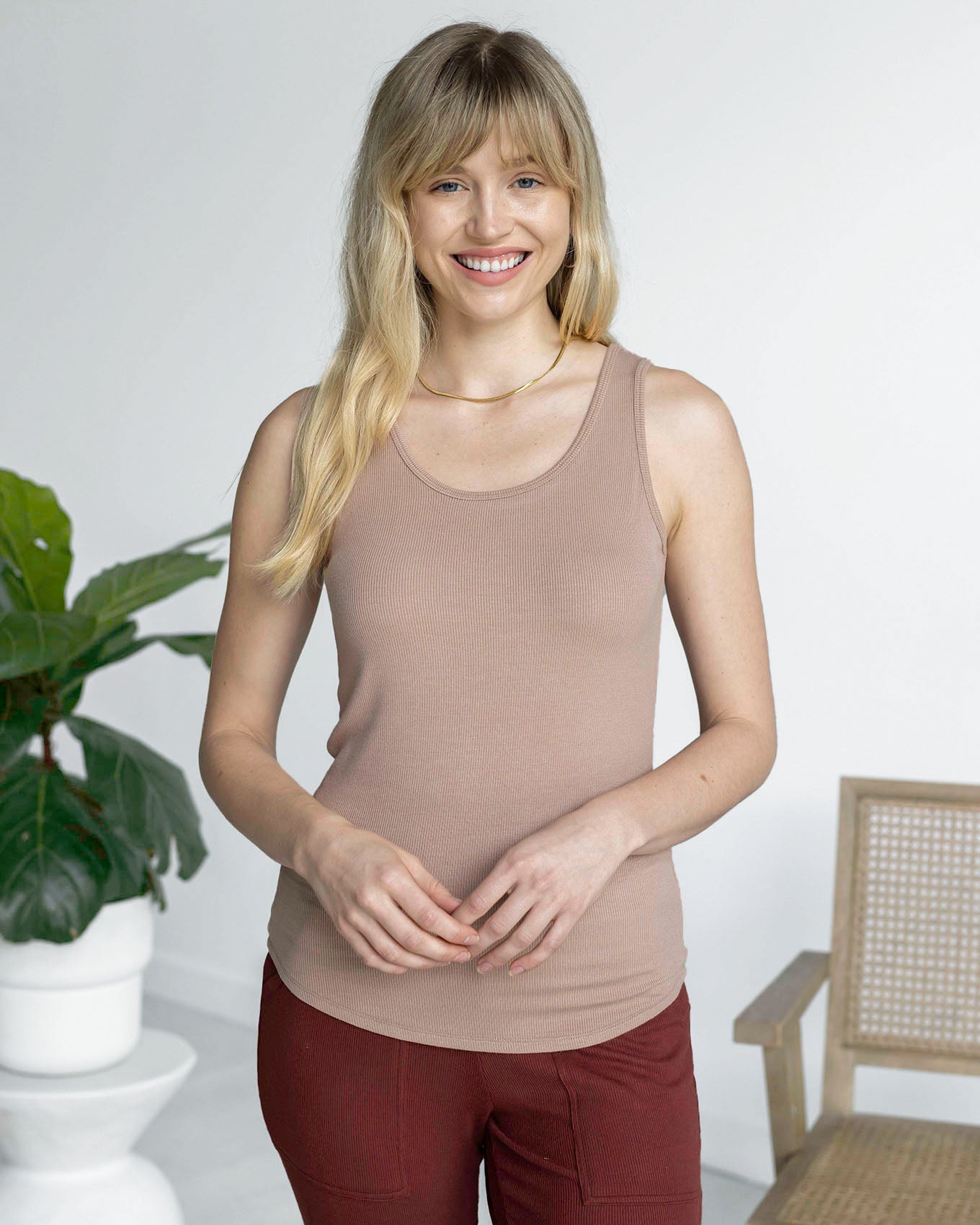 Essential Ribbed Nude Fitted Tank Top