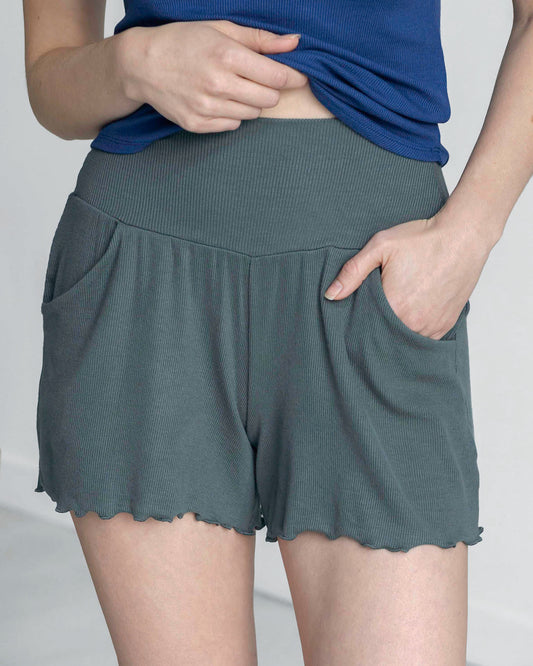 Essential Ribbed Forest Lounge Sleep Shorts