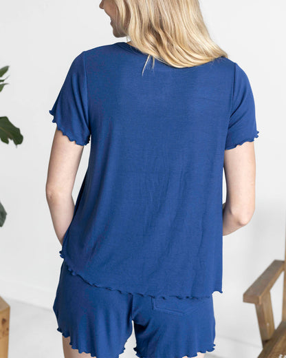 Essential Ribbed Classic Blue Relaxed Fit Tee