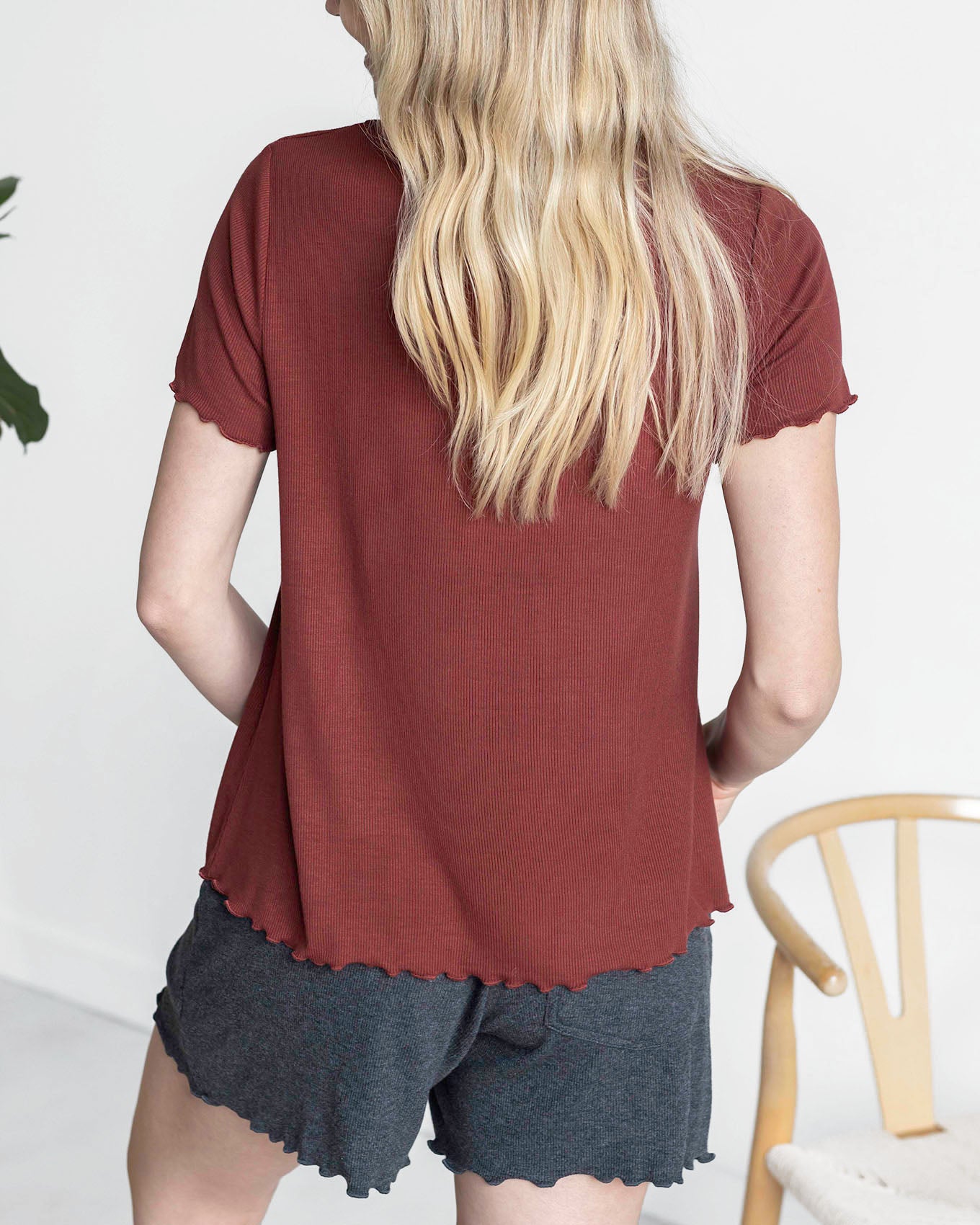 Essential Ribbed Rust Relaxed Fit Tee