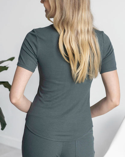 Essential Ribbed Forest Short Sleeve Fitted Tee