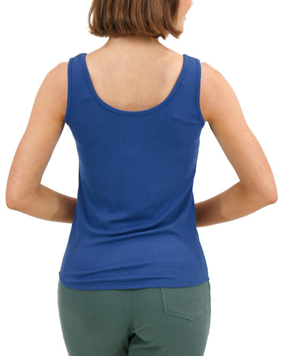 Essential Ribbed Classic Blue Fitted Tank Top