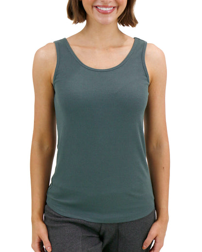 Essential Ribbed Forest Fitted Tank Top