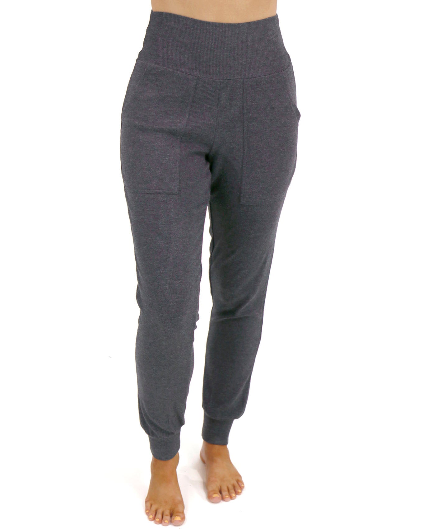 Essential Ribbed Charcoal Jogger Pants