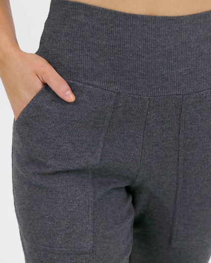 Essential Ribbed Charcoal Jogger Pants