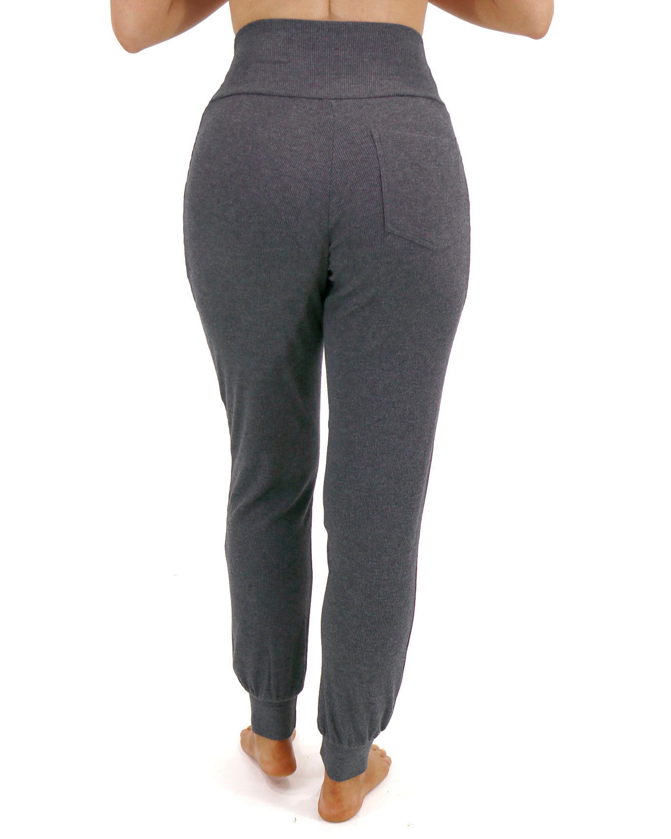 Essential Ribbed Charcoal Jogger Pants