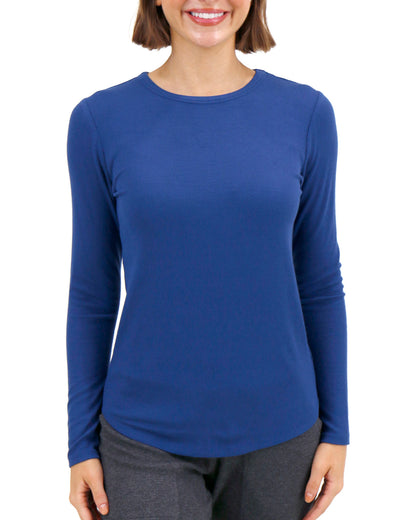 Essential Ribbed Classic Blue Long Sleeve Tee