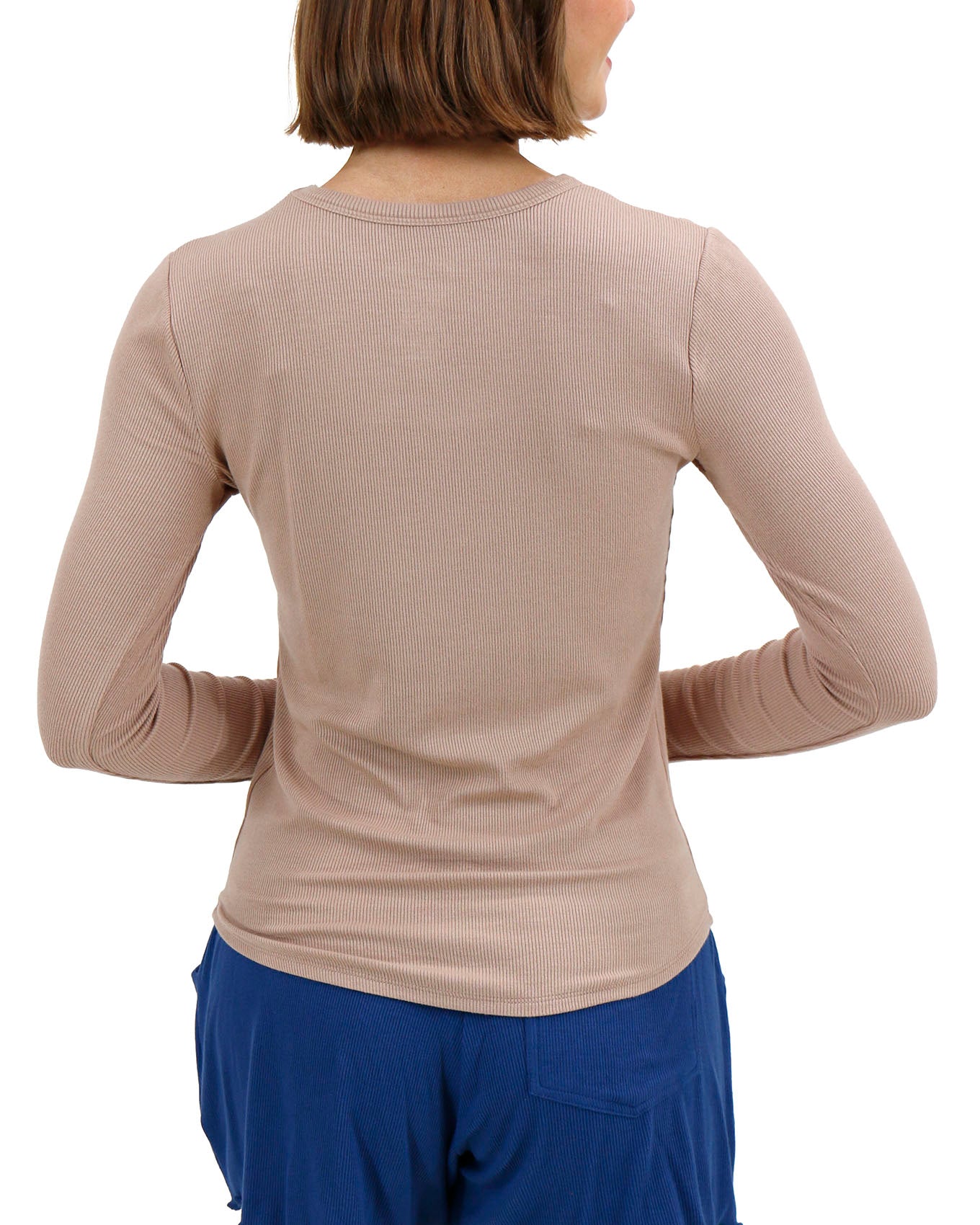 Essential Ribbed Nude Long Sleeve Tee