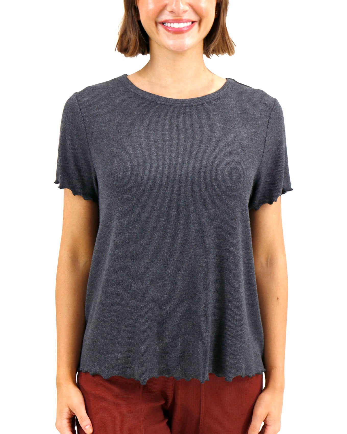 Essential Ribbed Charcoal Relaxed Fit Tee