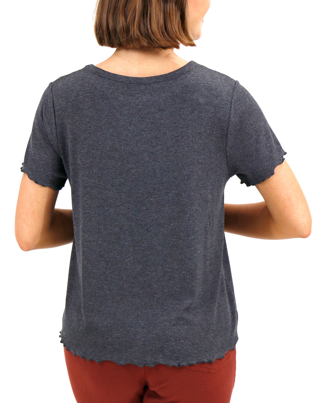 Essential Ribbed Charcoal Relaxed Fit Tee