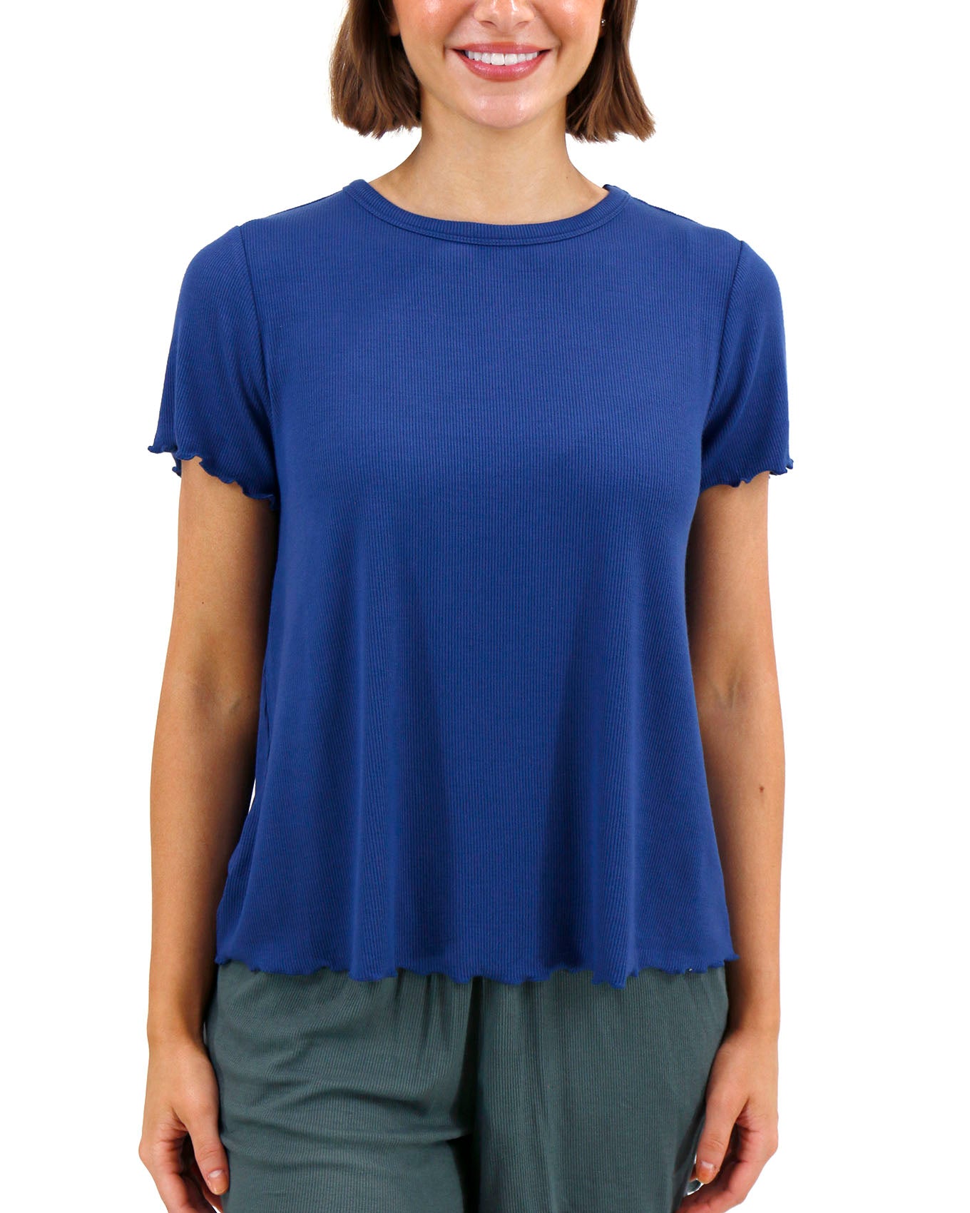 Essential Ribbed Classic Blue Relaxed Fit Tee