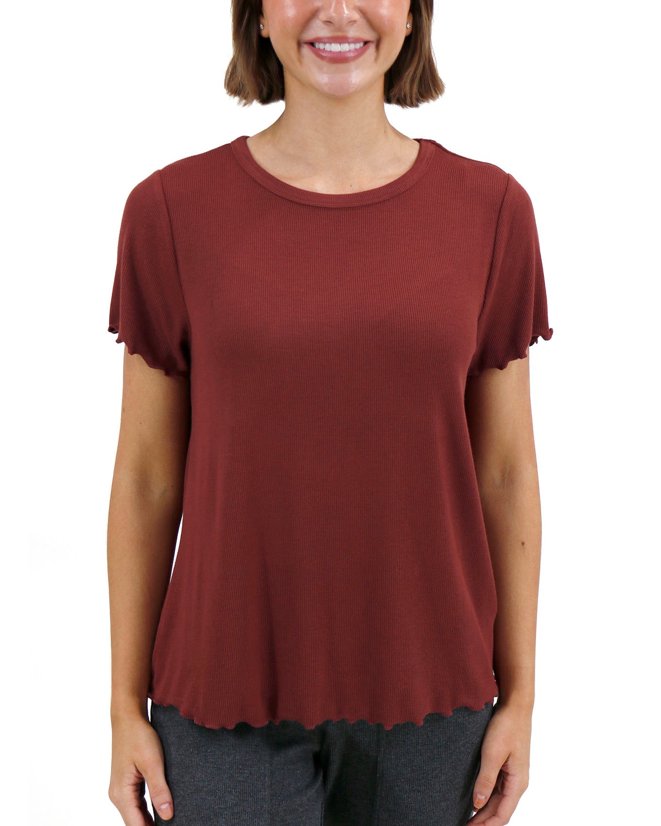 Essential Ribbed Rust Relaxed Fit Tee