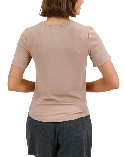 Essential Ribbed Nude Short Sleeve Fitted Tee