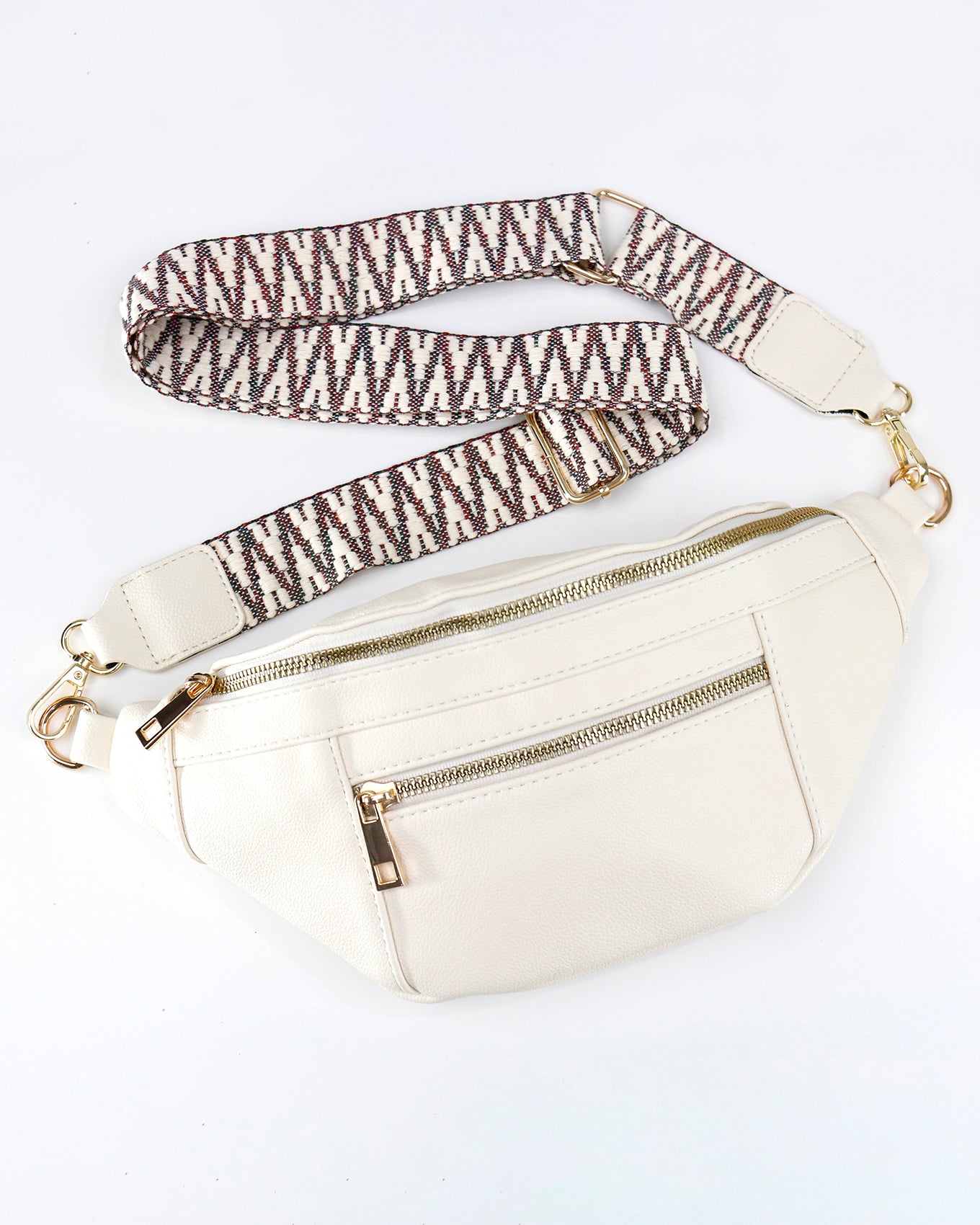 White leather cheap waist bag