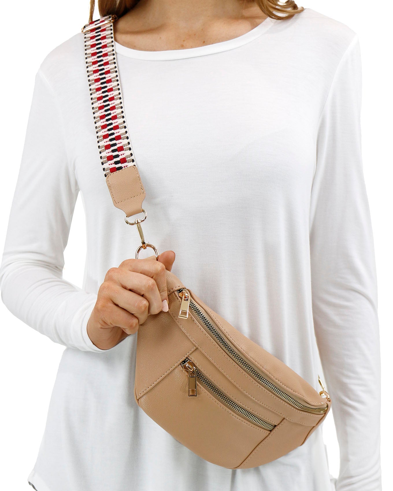 Faux Leather Sand Belt Bag w/ Guitar Strap - Grace and Lace