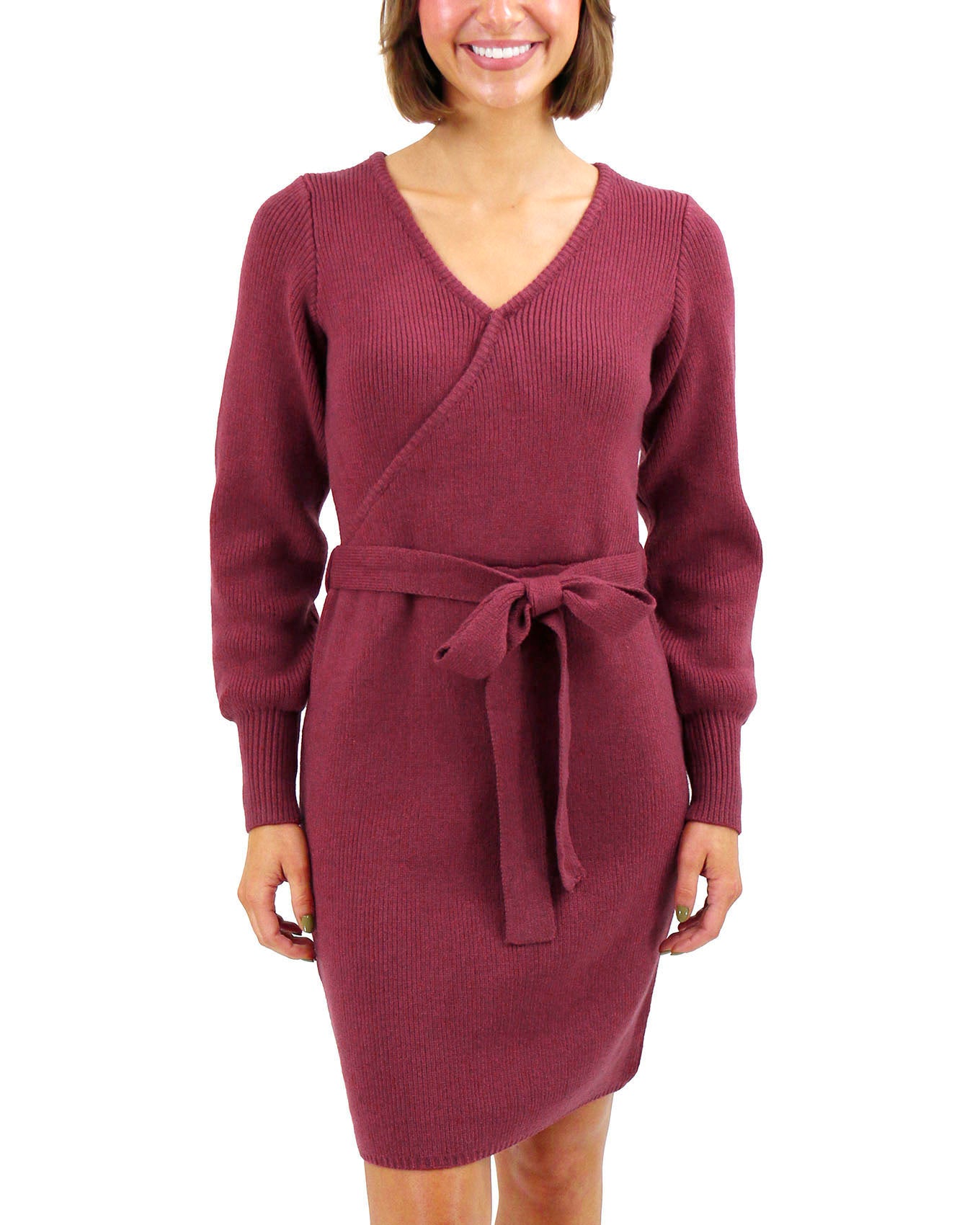 Faux Wrap Cabernet Sweater Dress - FINAL SALE - Grace and Lace