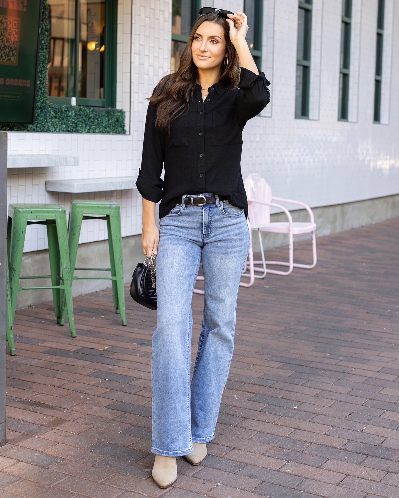 black long sleeve shirt button up