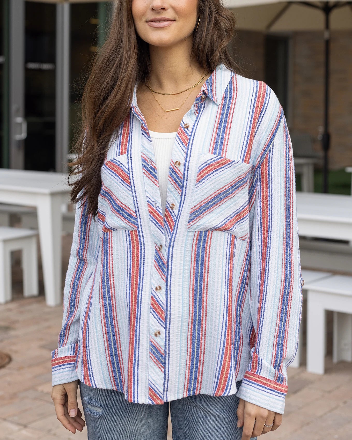 Striped button up shirt