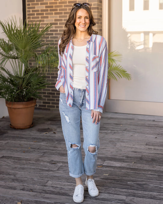 Striped button up shirt