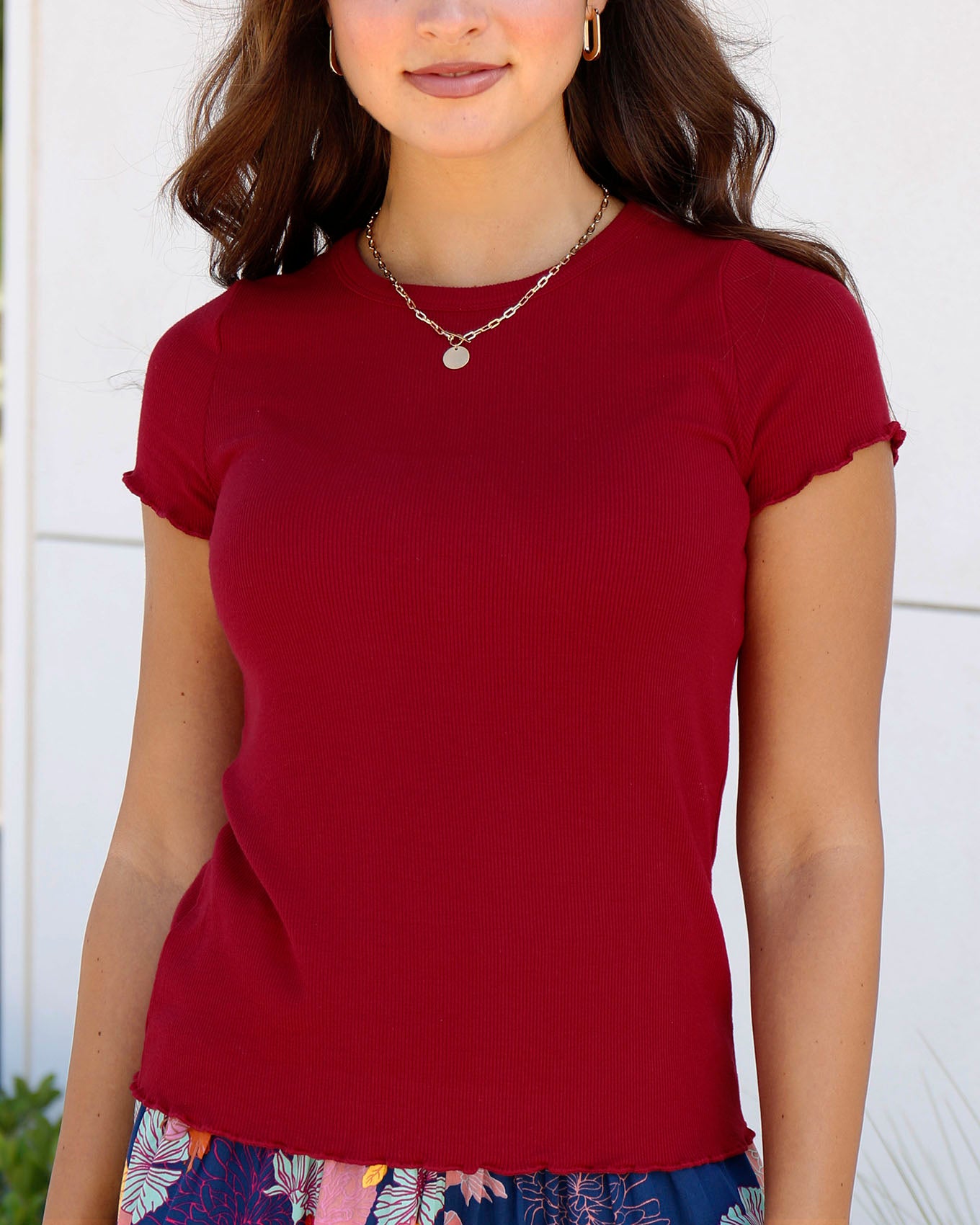 Fitted Ribbed Tee Ruby - FINAL SALE - Grace and Lace