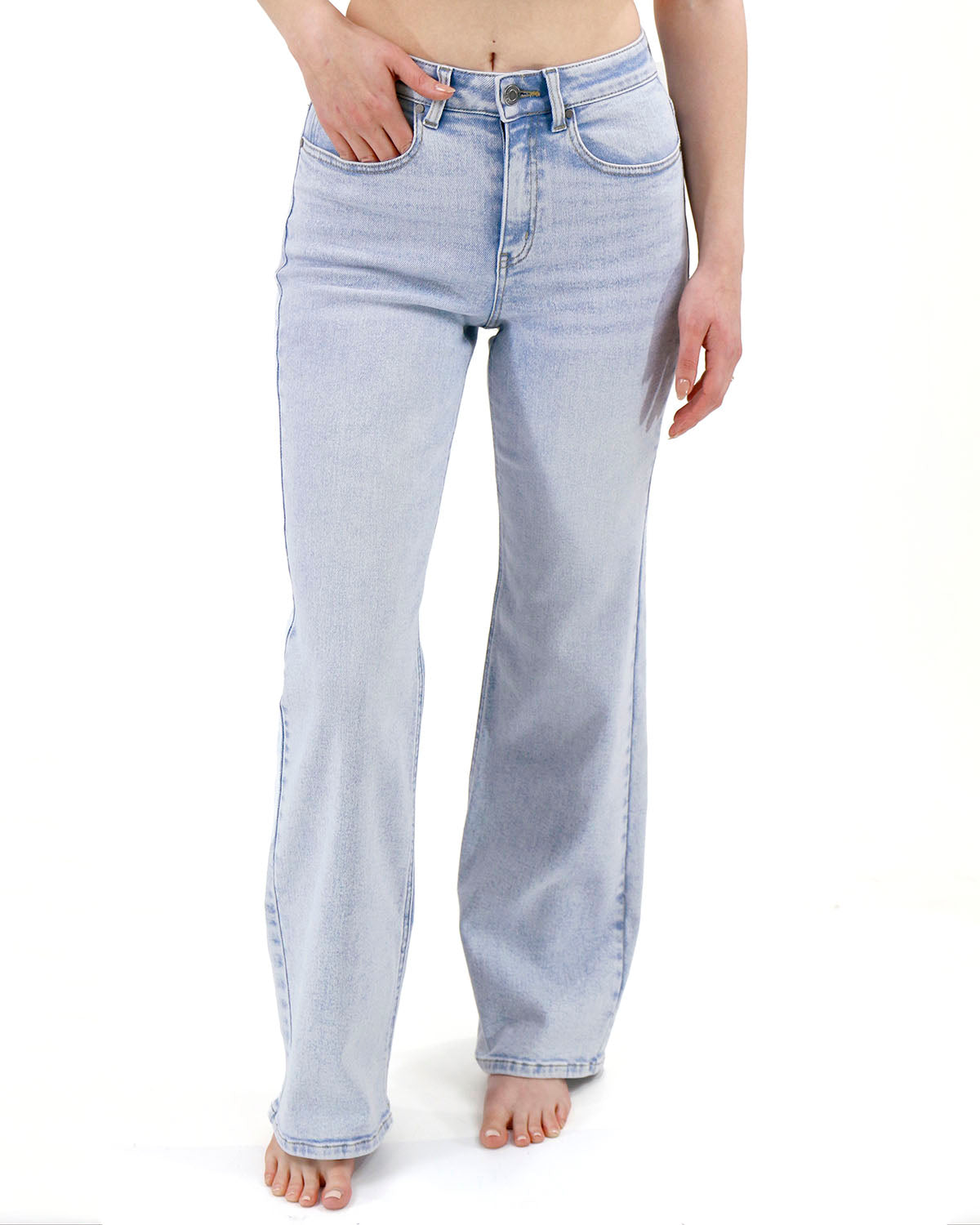 As-Is Wide Leg Premium Denim in Non Distressed Light-Wash - FINAL SALE